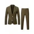 Completo Abito Verde Oliva da Uomo Blazer e Pantaloni Tinta Unita Elegante - Taglia S / Verde Oliva