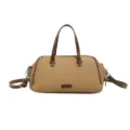 Stijlvolle retro contrasterende kleur Boston schoudertas voor dames, elegante alledaagse tas. - Khaki