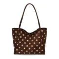 Sac cabas marron a pois en suede grande capacite sac d'epaule elegante pour travail - Marron