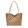 Élégant sac cabas marron à pois avec grande capacité, idéal pour le travail et les loisirs. - Kaki
