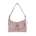 Trendy pink retro patent leather shoulder bag hobo purse for women daily commute chic - Pink