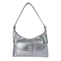Trendy silver metallic shoulder bag for women, retro hobo style daily commute handbag chic. - Silver