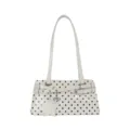 Fashion minimalist polka dot shoulder bag, retro sweet style handbag for summer daily commute. - White