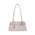 Pink polka dot shoulder bag, Y2K retro patent leather handbag with star charm for summer. - Pink