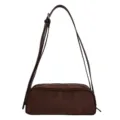 Brown nylon minimalist underarm shoulder bag, trendy daily commuter casual handbag. - Brown