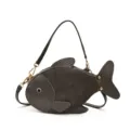 Sac bandoulière créatif en cuir PU gris en forme de poisson, joli sac à main tendance. - Gris