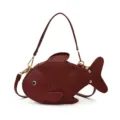 Sac à bandoulière en cuir PU en forme de poisson fantaisie mignon rouge vin pour femmes - Bordeaux
