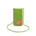 Grüne gehäkelte Handy-Umhängetasche, handgemachte Mini-Schultertasche für Damen - Hellgrün