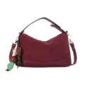 Elegante burgunderrote Umhängetasche für Damen, lässige Handtasche mit einzigartigen Perlen. - Mit Anhänger / Rot