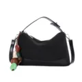 Koreanische schwarze Schultertasche mit Perlenanhänger, modische Freizeithandtasche. - Mit Anhänger / Schwarz