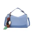 Koreanische blaue Umhängetasche, lässige Handtasche in Kontrastfarbe mit Perlen. - Mit Anhänger / Blau