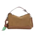 Braune Wildleder Umhängetasche lässige Handtasche mit Anhänger für Damen Alltag Pendeln. - Braun