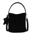 Sac seau noir pour femmes, sac bandoulière décontracté avec pendentif étoile et poignée. - Noir