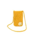 Gelbe Häkel-Handytasche mit Mini-Strohhut, handgemachte Strick-Umhängetasche für Damen Sommer. - Gelb