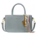 Lichtblauwe Handtas Vrouwen Retro Schoudertas PU Lederen Crossbody Tas Met Hanger - Blauw