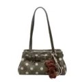 Koreanischer Stil Polka Dot Baguette Schultertasche Damen modische Handtasche mit Anhänger. - Mit Anhänger / Grün
