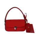 Borsa a tracolla rossa a baguette con chiusura in metallo, manico annodato e mini pochette. - Rosso