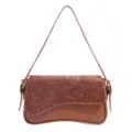 Vintage brown embossed leather shoulder bag for women, elegant chic crossbody bag. - Brown
