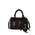 Élégant sac à main femme en cuir PU marron, sac bandoulière classique avec pendentif. - Grand Avec Pendentif / Café