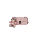Joli sac à bandoulière matelassé rose avec pendentif ours en peluche pour femmes. - Rose