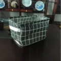 Boîte de rangement pliable en tissu de lin et coton à motif de grille pour organiser la maison. - 30*20*20 / Grille Noire
