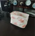Panier de rangement en coton et lin pliable avec joli imprimé nuage rose pour la maison - 30*20*20 / Nuage Rose