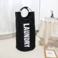 Cesta para ropa sucia negra plegable con asas de aluminio para ropa y juguetes 1ud - Negro