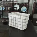 Boîte de rangement en tissu pliable avec motif à carreaux noir et blanc, organiseur pour jouet. - 30*20*20 / Carreaux Blancs