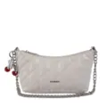 Chic stylish white quilted shoulder bag with silver chain and cute cherry charm for daily women. - With Pendant / Off White
