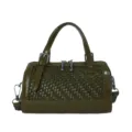 Borsa a mano a cuscino in pelle PU intrecciata verde, elegante borsa a tracolla casual. - Verde