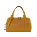 Borsa a mano in PU intrecciato giallo, elegante borsa a tracolla casual da donna. - Giallo