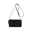 Elegante borsa a tracolla cilindrica intrecciata da donna, borsa casual in pelle marrone. - Caffè