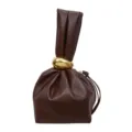 Modische dunkelbraune PU Leder Plissee Eimer Tasche mit schickem goldenen Metall Griff. - Kaffee