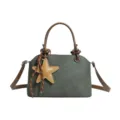 Gruene Damen Casual Schultertasche Handtasche mit Sternanhanger, schicke Umhangetasche. - Mit Anhänger / Grau