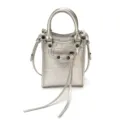 Sac bandoulière mini moto argenté avec rivets, sac fourre-tout carré vertical élégant. - Argent