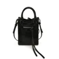 Petit sac bandoulière moto noir avec rivets et pompon, élégant sac téléphone. - Noir
