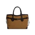 Women stylish casual handbag brown canvas commuting shoulder bag with buckle design chic. - Brown