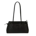 Bolso de hombro tejido negro para mujer elegante bolso de mano casual con correas largas - Negro