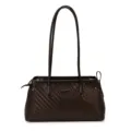 Chic bolso de hombro trenzado marrón oscuro para mujer, elegante bolso tote de moda. - Marrón