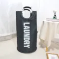 Cesto para ropa sucia plegable con asas, bolsa de almacenamiento grande para el hogar. - Gris