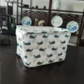 Boite de rangement pliable en lin et coton avec joli motif de baleine bleue pour jouets. - 30*20*20 / Baleine Blanche