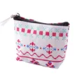 Nordic style linen coin purse with vibrant geometric patterns and secure zipper closure for daily use. - Ethnic