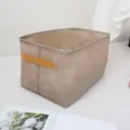 Fabric storage box khaki clothes organizer with handles for home dorm wardrobe sorting - L / Khaki