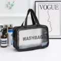 Trousse de toilette transparente en PVC noir, sac étanche portable pour voyage et maquillage. - L / Noir