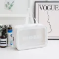 Sac cosmetique imperméable en PVC blanc sac de lavage de voyage portable transparent - L / Blanc