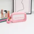 Sac cosmétique transparent en PVC rose pochette de rangement étanche pour articles de toilette - S / Rose