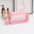 Sac cosmétique étanche en PVC rose trousse de toilette transparente portable voyage - M / Rose