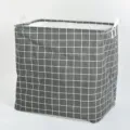 Cesta de almacenamiento de tela con cuadrícula gris caja organizadora plegable asas. - Estilo de algodón y lino a cuadros negros