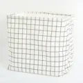 Cesta de almacenamiento de tela a cuadros negros y blancos, organizador plegable. - Estilo de algodón y lino a cuadros blancos