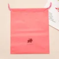 Pink PVC drawstring storage bag, cute moose print, portable travel organizer for socks. - M / Elk